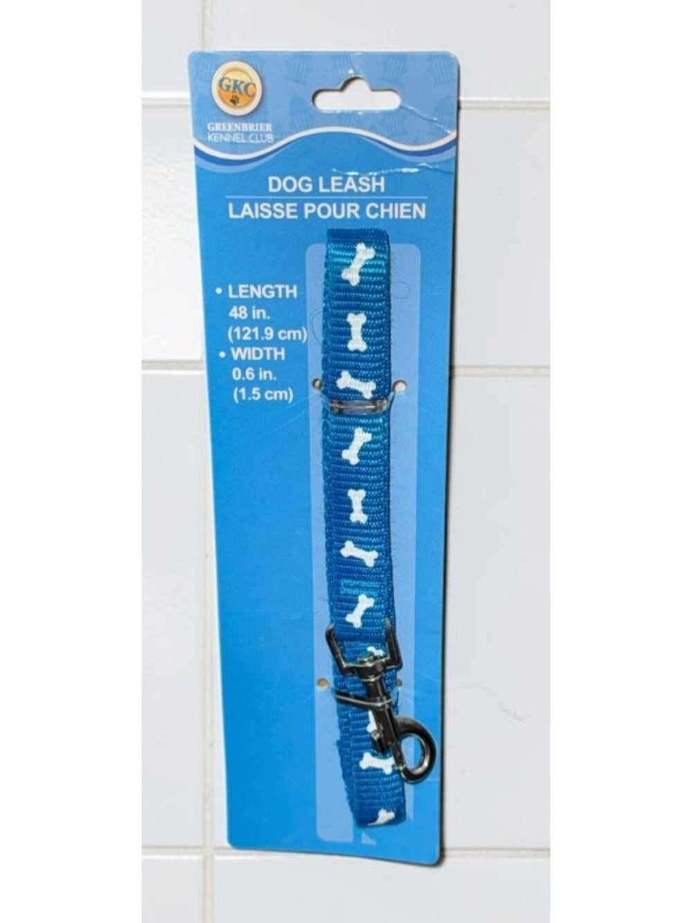 Greenbrier Kennel Club Dog Leash Blue With Bone Pattern